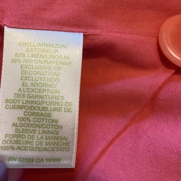 Sigrid Olsen Womens Linen Jacket Coral Pink Lined Blazer Size 16 Office Career - Picture 10 of 14